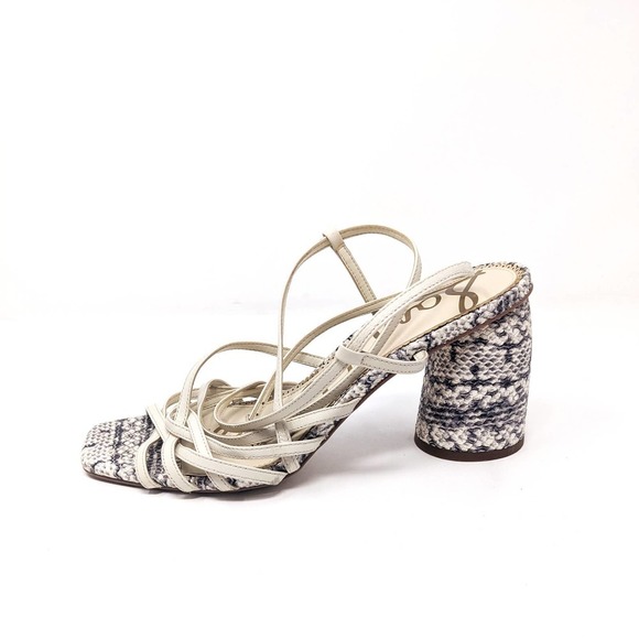Sam Edelman Womens 10 Sandals Daffodil Snake Strappy Leather Open Toe Block Heel - Picture 3 of 8